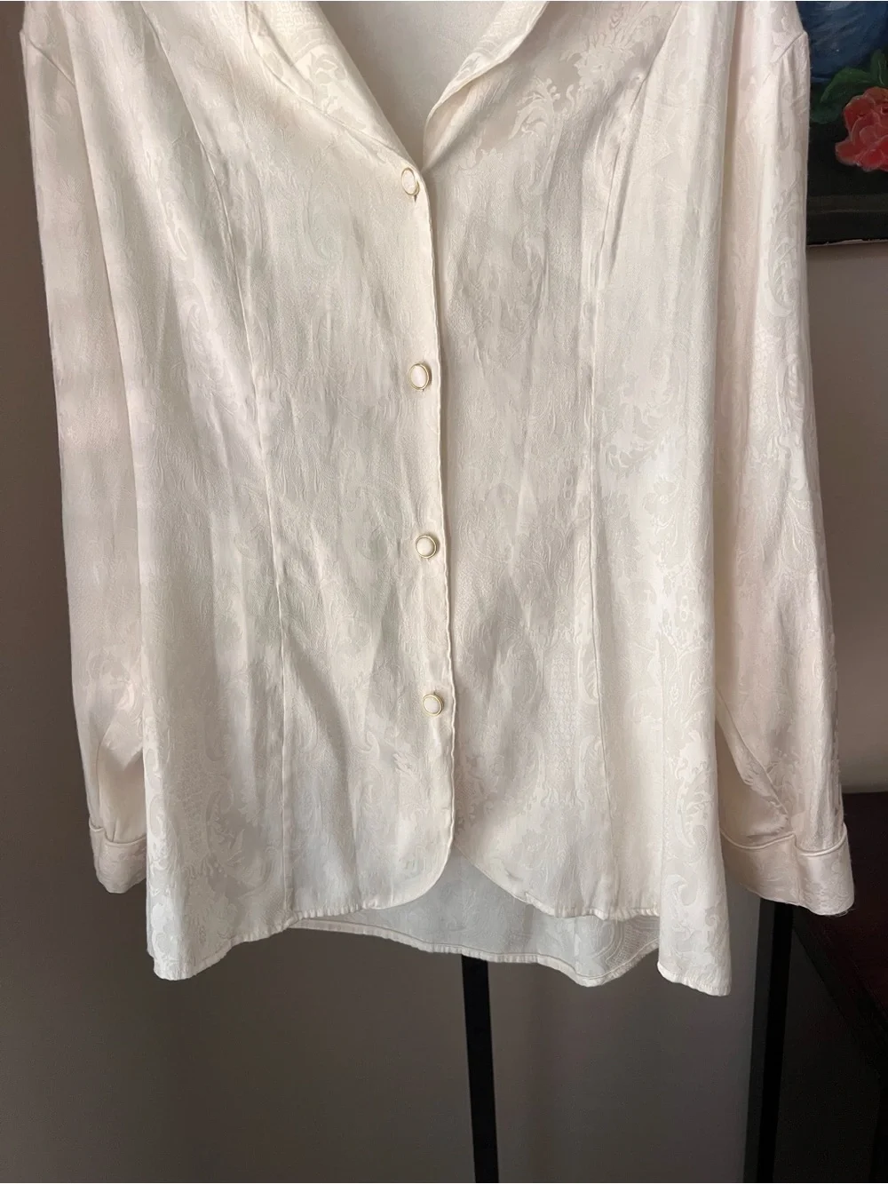 Victoria's Secret Ivory Satin Button-Front Shirt - Picture 3 of 8